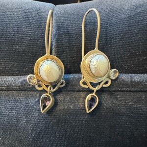 Sterling Silver Earrings with semiprecious stones Hand Crafted